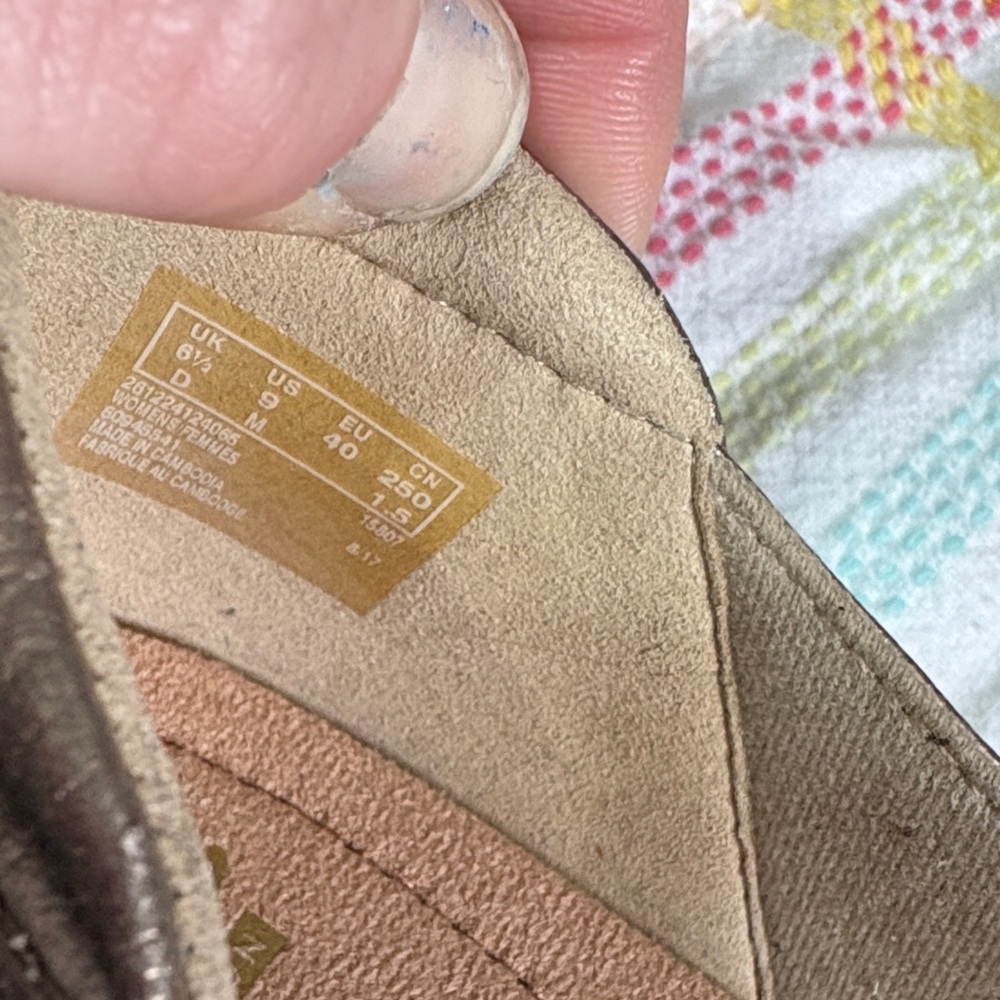 Clarks Metallic Bronze Ballet Flats with Gold Buckle Accent - Picture 2 of 4